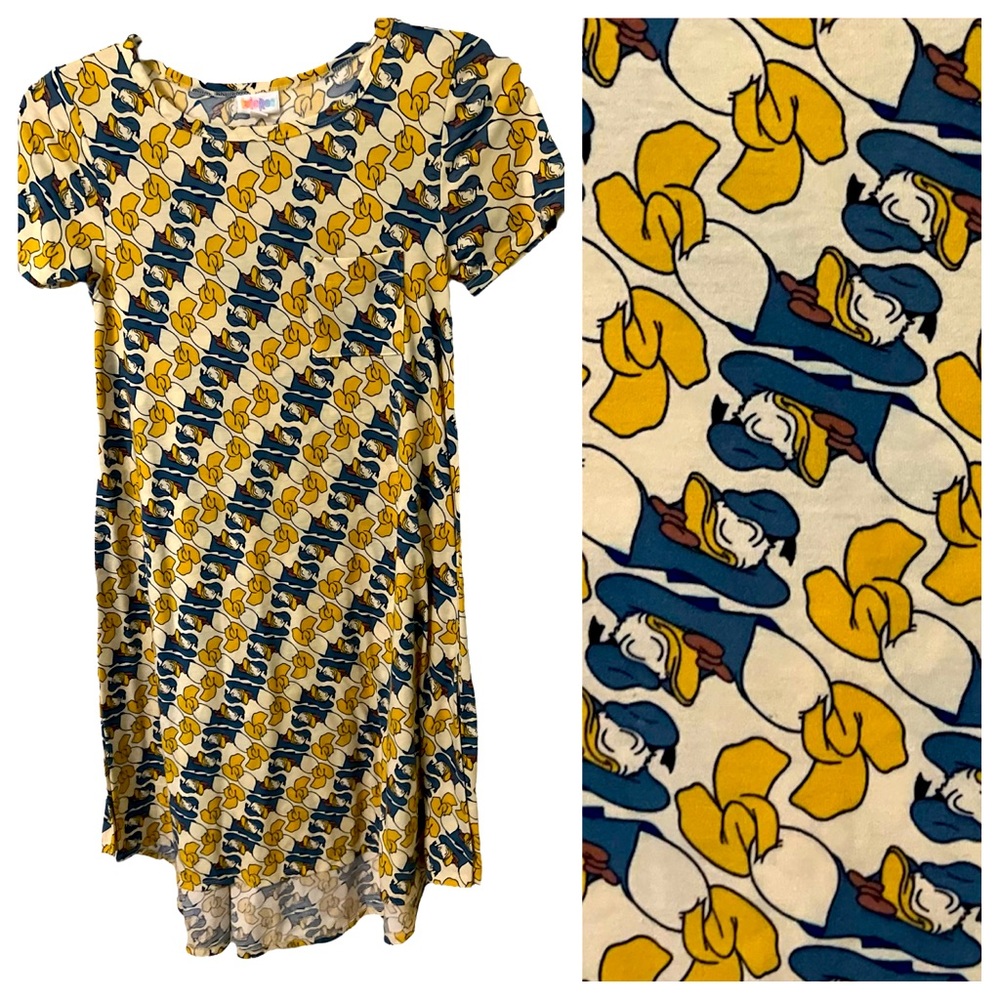 LuLaRoe Donald Duck Hi-Low Dress Sz XXS
